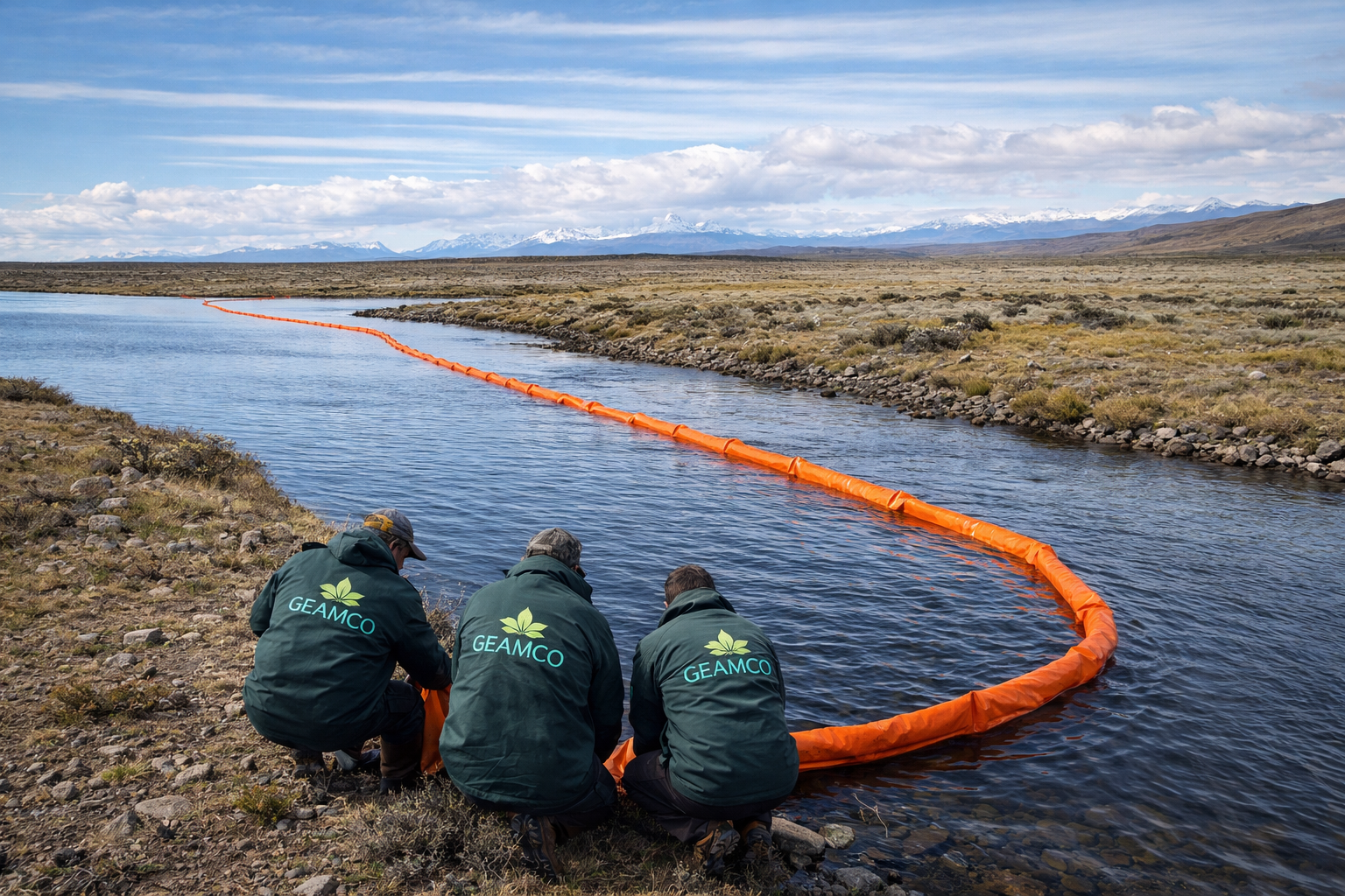 Equipamiento GEAMCO para contención de derrames en operación ambiental