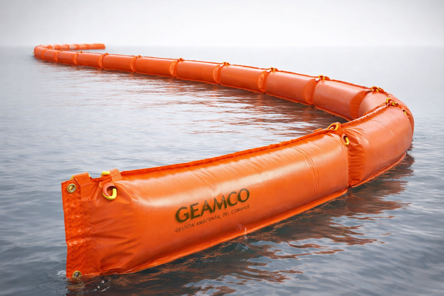 Barrera inflable de contención GEAMCO en entorno acuático